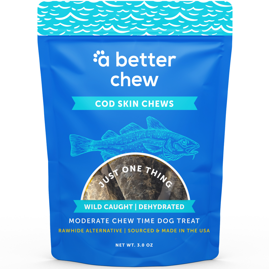 Wild Caught Cod Skin Chews- Natural Alternative to Rawhides - Long Lasting Dog Treats Made and Sourced in the USA