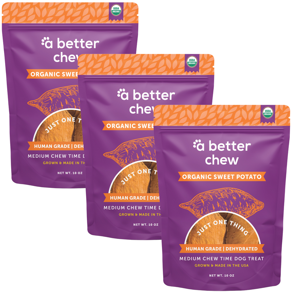 3 Pack - Organic Sweet Potato Chew - Natural Alternative to Rawhides - Long Lasting Treats Made and Sourced in the USA